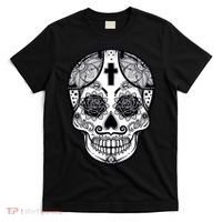Grey Style Flower Skull Skeleton Graphic T-Shirt thumb 0