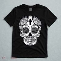 Grey Style Flower Skull Skeleton Graphic T-Shirt thumb 5