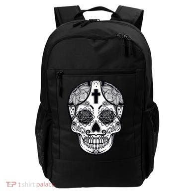Grey Style Flower Skull Skeleton Graphic Backpack
