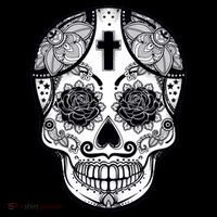Grey Style Flower Skull Skeleton Graphic Button thumb 1