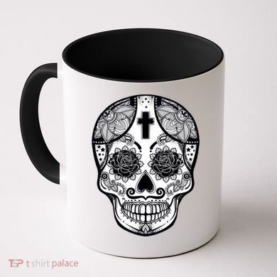 Grey Style Flower Skull Skeleton Graphic Coffee Mug