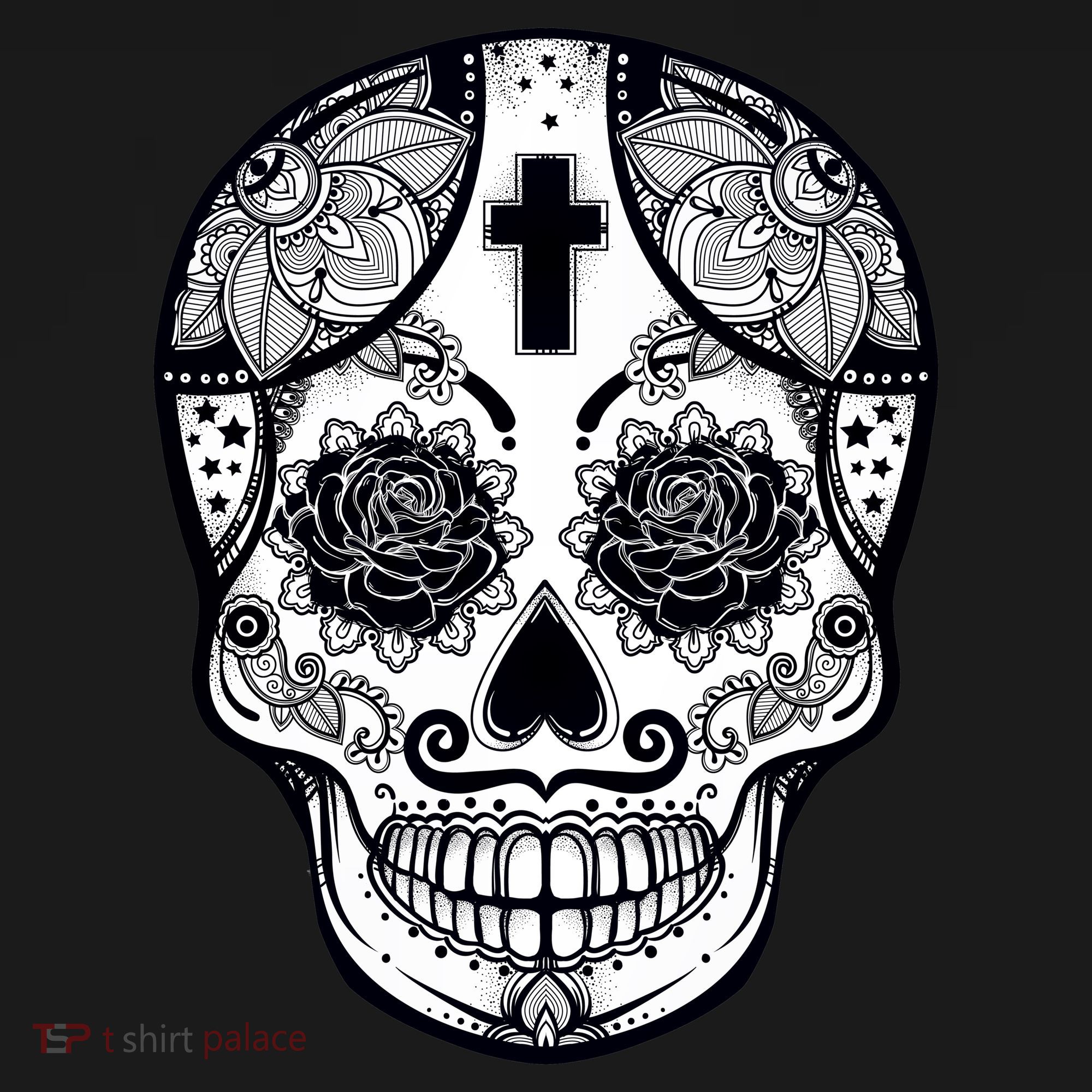 Grey Style Flower Skull Skeleton Graphic Pajama Set