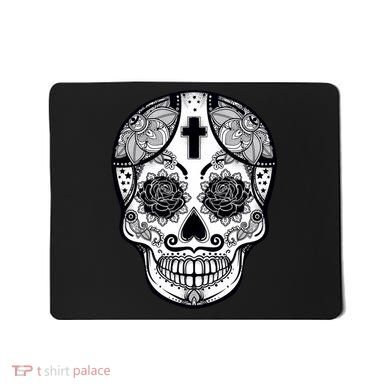 Grey Style Flower Skull Skeleton Graphic Mousepad