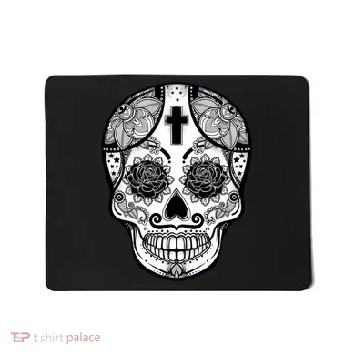 Grey Style Flower Skull Skeleton Graphic Mousepad