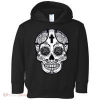 Grey Style Flower Skull Skeleton Graphic Toddler Hoodie thumb 0