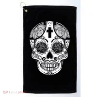 Grey Style Flower Skull Skeleton Graphic Golf Towel thumb 0