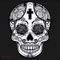 Grey Style Flower Skull Skeleton Graphic Toddler T-Shirt thumb 4