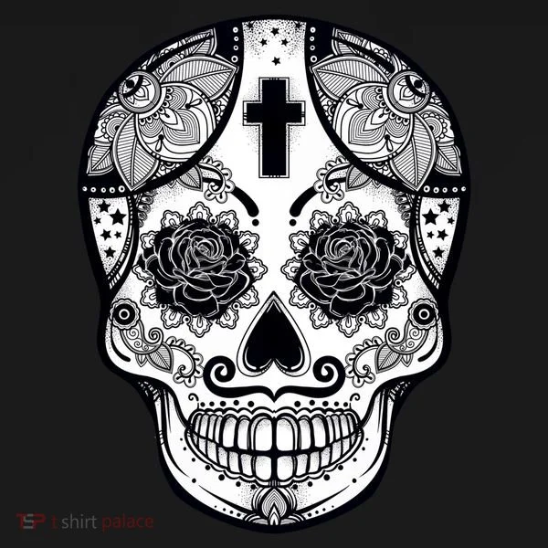 Grey Style Flower Skull Skeleton Graphic Toddler T-Shirt