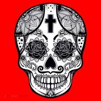 Grey Style Flower Skull Skeleton Graphic Santa Hat thumb 1