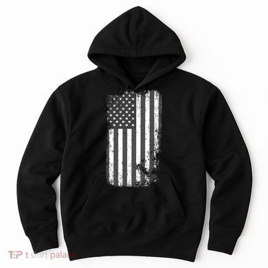 Grey Style Vintage torn USA American Flag Hoodie