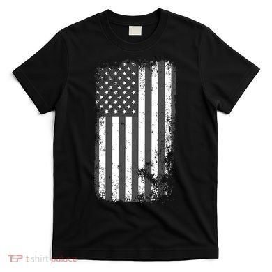 Grey Style Vintage torn USA American Flag T-Shirt