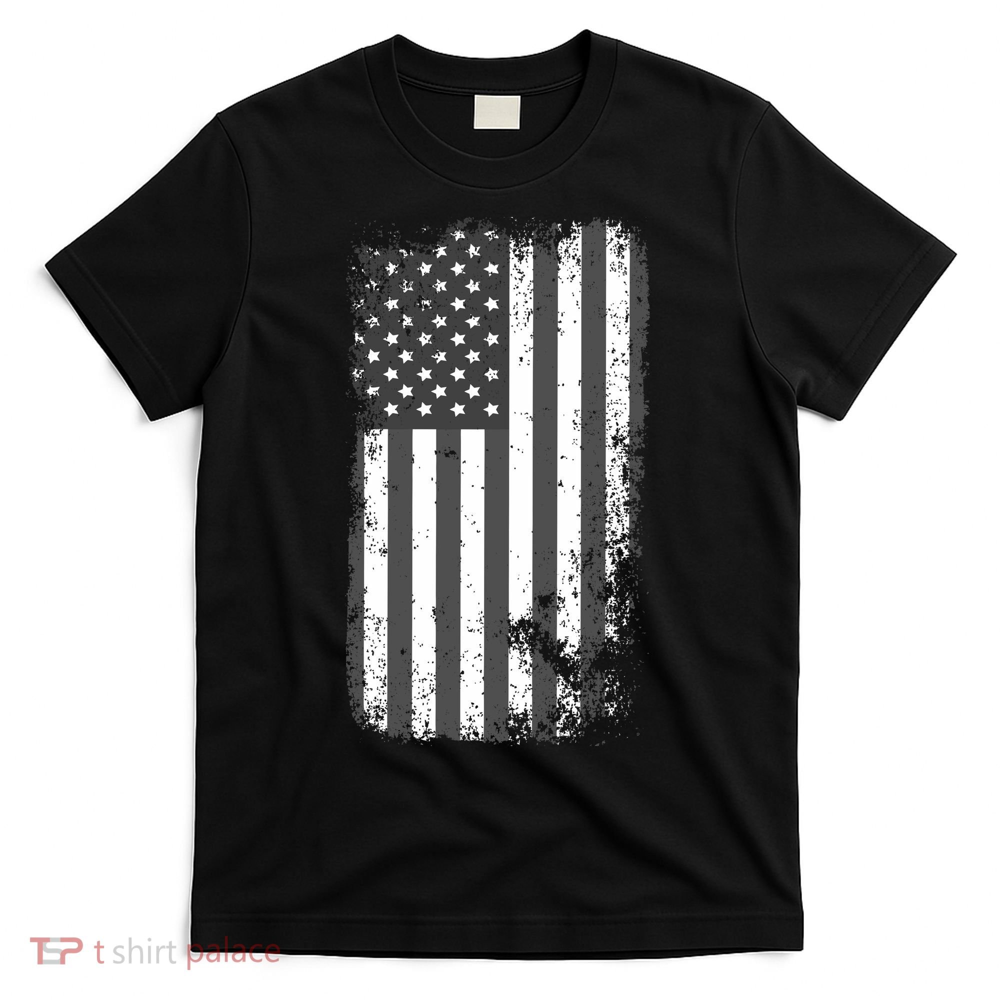 Grey Style Vintage torn USA American Flag T-Shirt