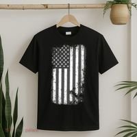 Grey Style Vintage torn USA American Flag T-Shirt thumb 2