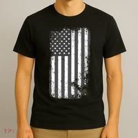 Grey Style Vintage torn USA American Flag T-Shirt thumb 3