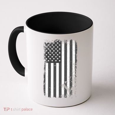 Grey Style Vintage torn USA American Flag Coffee Mug