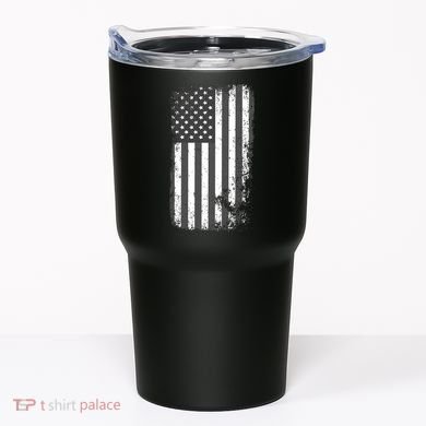 Grey Style Vintage torn USA American Flag Tumbler