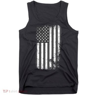 Grey Style Vintage torn USA American Flag Tank Top