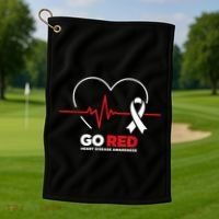 Go Red For Women American Chd Heart Disease Month Awareness Golf Towel thumb 1