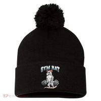 Gym Rat Fitness Bodybuilding Pom Pom 12in Knit Beanie thumb 0