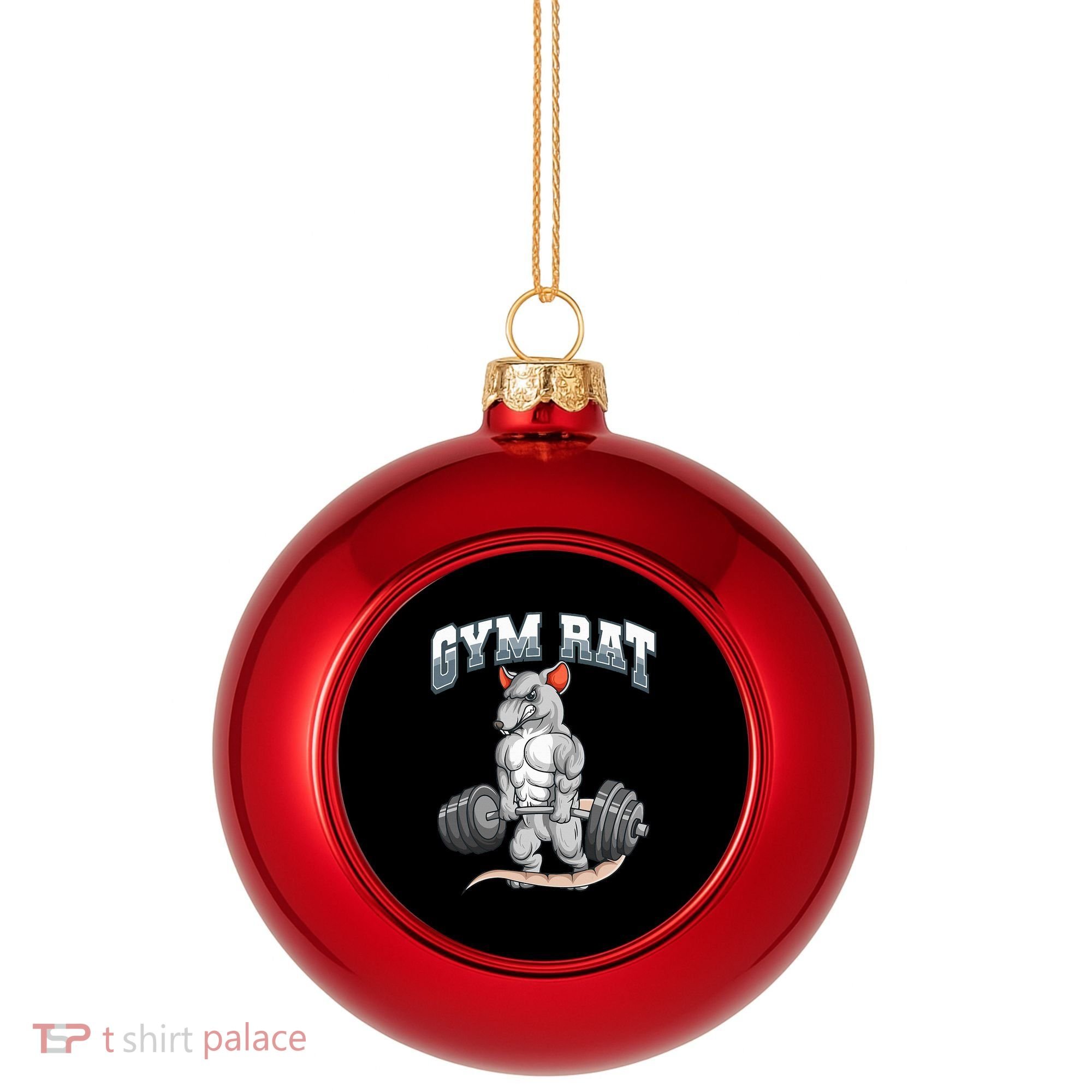 Gym Rat Fitness Bodybuilding Plastic Christmas Ball Ornament