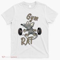 Gym RAT Fitness Barbell Motivational Workout T-Shirt thumb 0