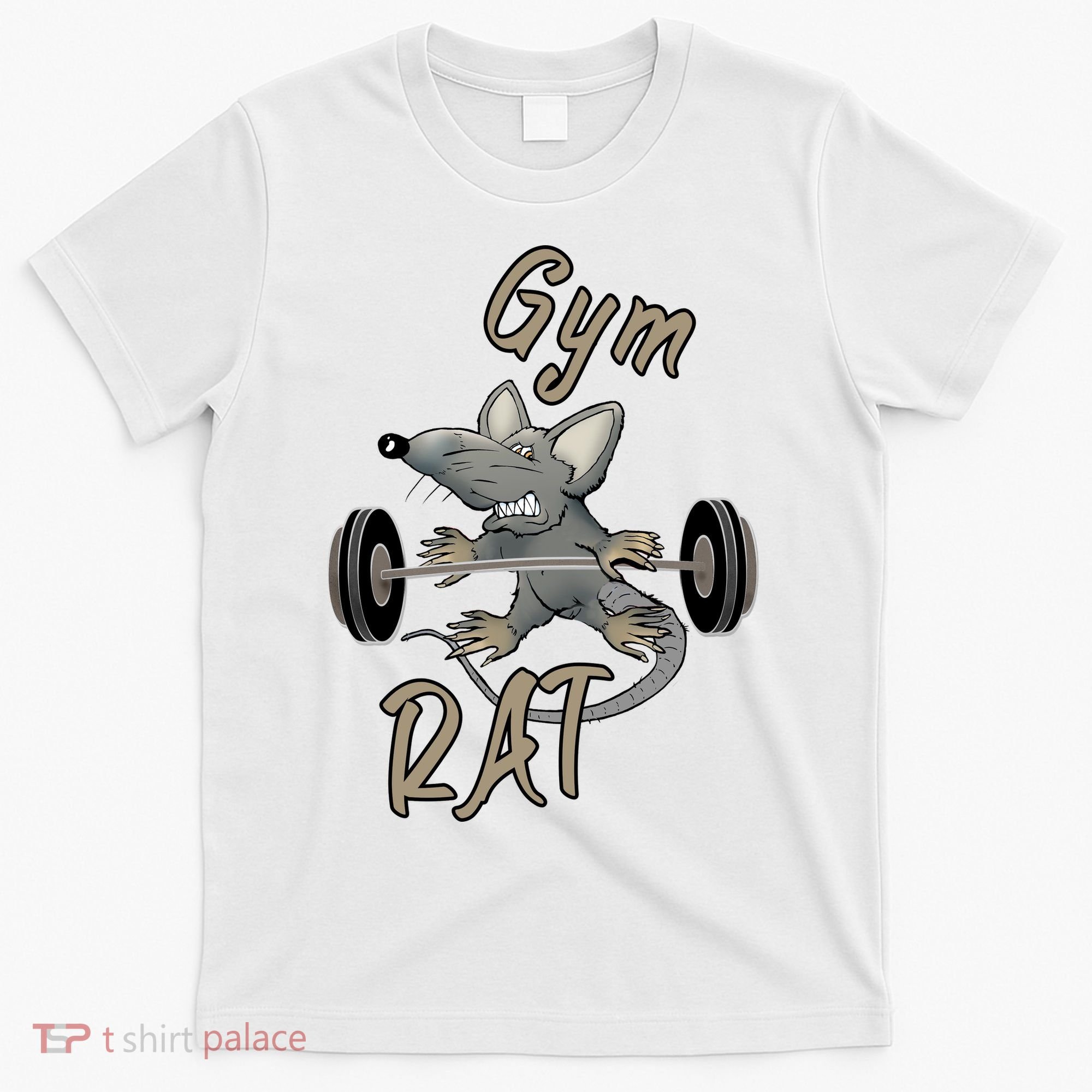 Gym RAT Fitness Barbell Motivational Workout T-Shirt