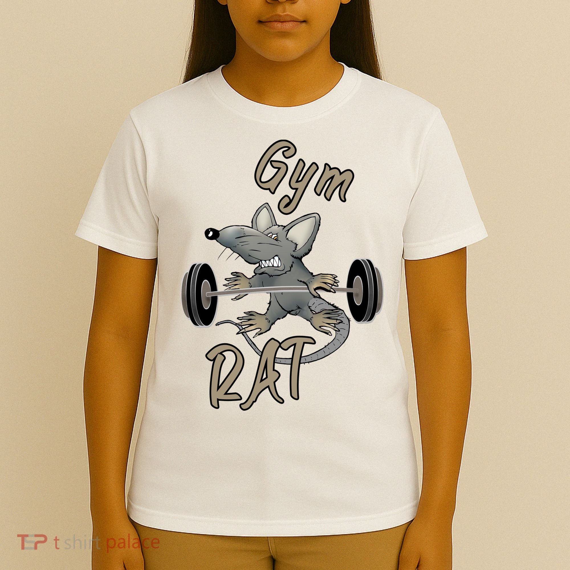 Gym RAT Fitness Barbell Motivational Workout T-Shirt