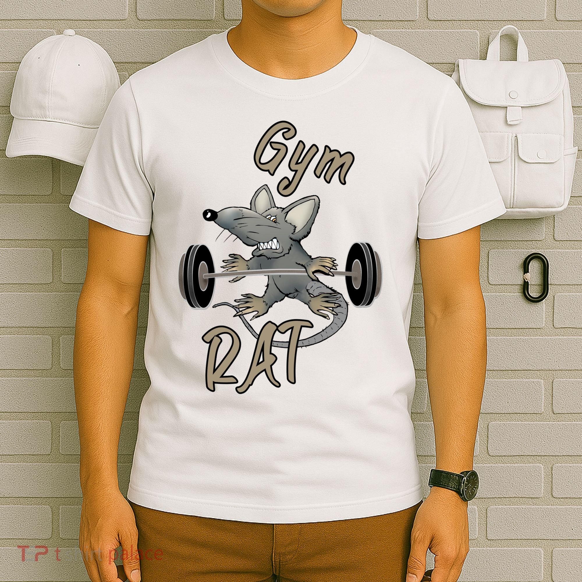 Gym RAT Fitness Barbell Motivational Workout T-Shirt