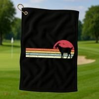 Goat Retro Farmer Gift Golf Towel thumb 1