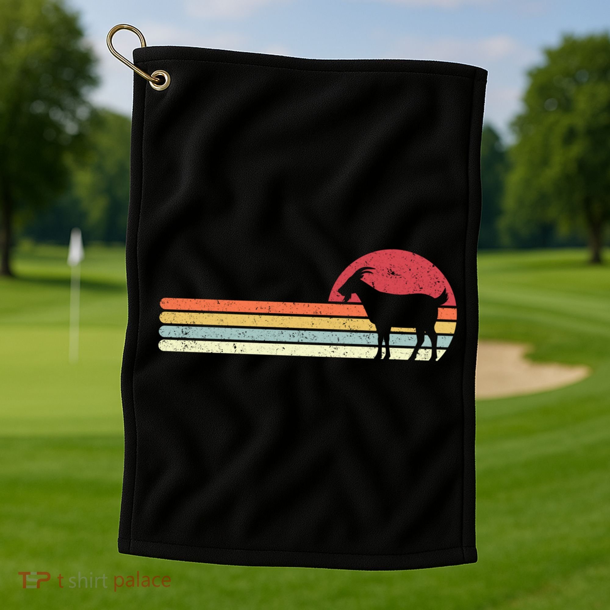 Goat Retro Farmer Gift Golf Towel
