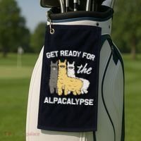 Get Ready For The Alpacalypse Funny Alpaca Fan Gift Golf Towel thumb 2