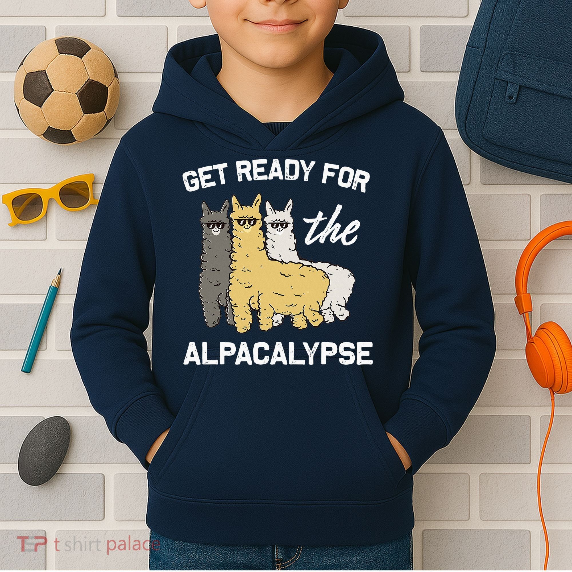 Get Ready For The Alpacalypse Funny Alpaca Fan Gift Kids Hoodie