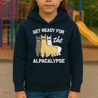 Get Ready For The Alpacalypse Funny Alpaca Fan Gift Kids Hoodie thumb 3