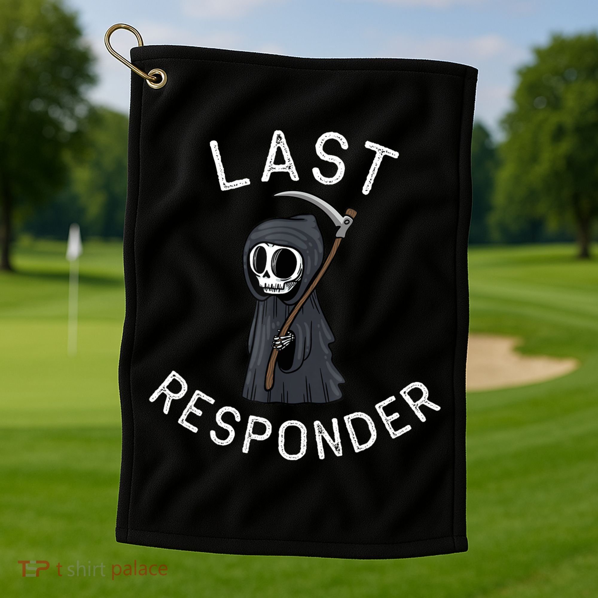 Grim Reaper Funny Dark Humor Mortician Last Responder Golf Towel