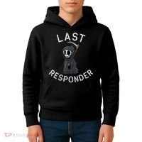 Grim Reaper Funny Dark Humor Mortician Last Responder Kids Hoodie thumb 4