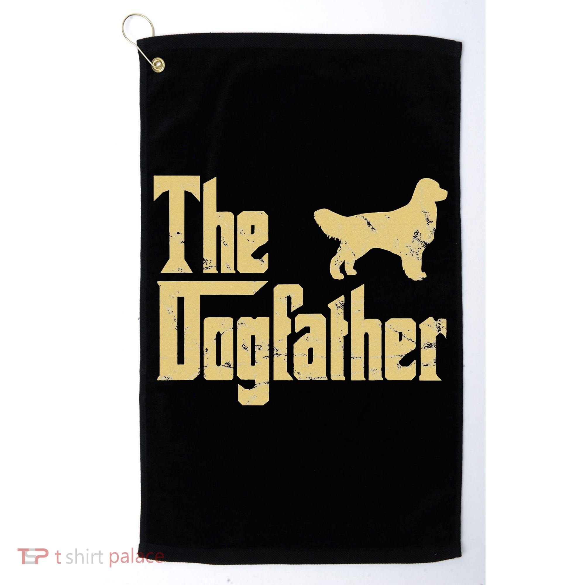 Golden Retriever Funny Dog The Dogfather Parody Golf Towel