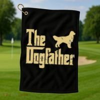 Golden Retriever Funny Dog The Dogfather Parody Golf Towel thumb 1