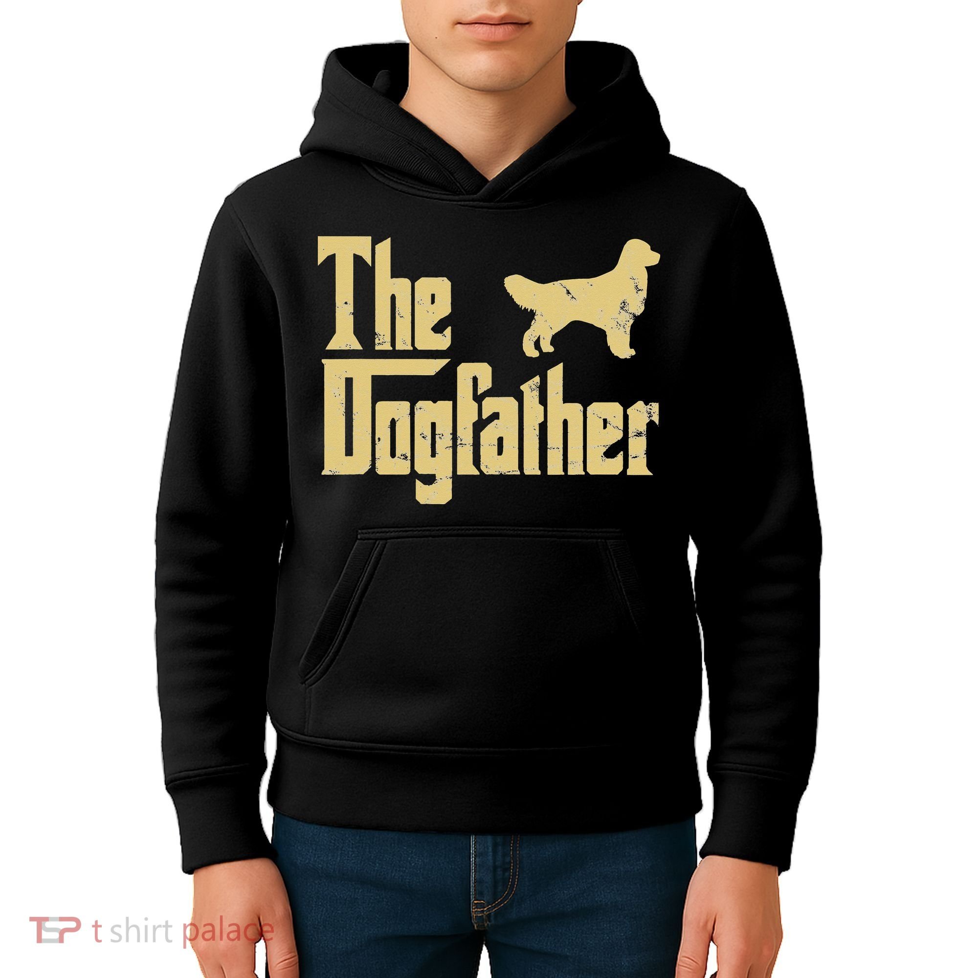 Golden Retriever Funny Dog The Dogfather Parody Kids Hoodie