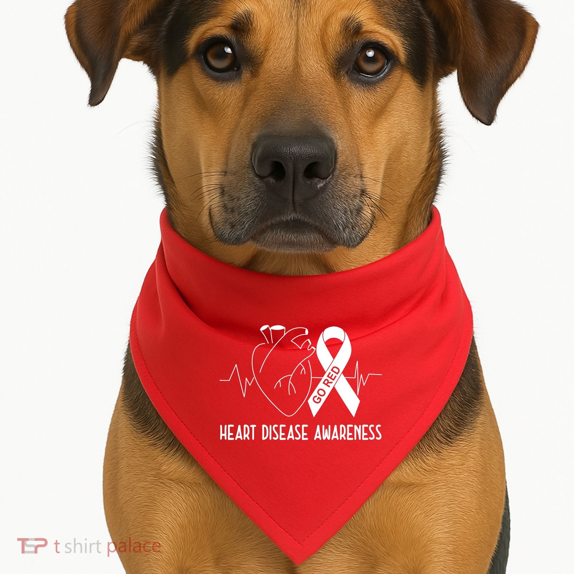 Go Red For Heart Disease Awareness USA-Made Doggie Bandana