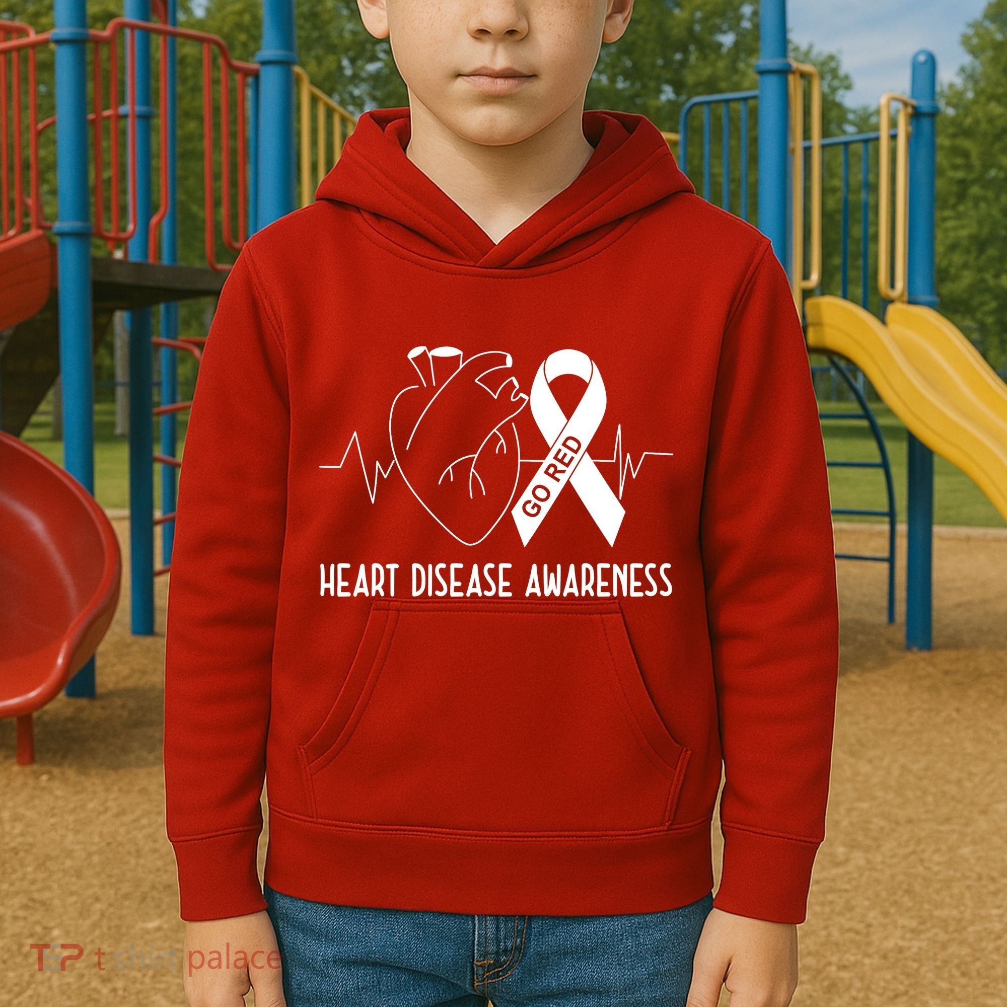 Go Red For Heart Disease Awareness Kids Hoodie