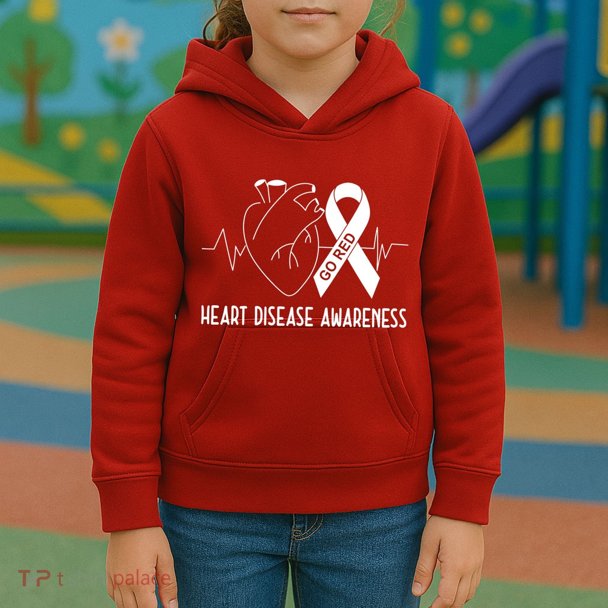 Go Red For Heart Disease Awareness Kids Hoodie