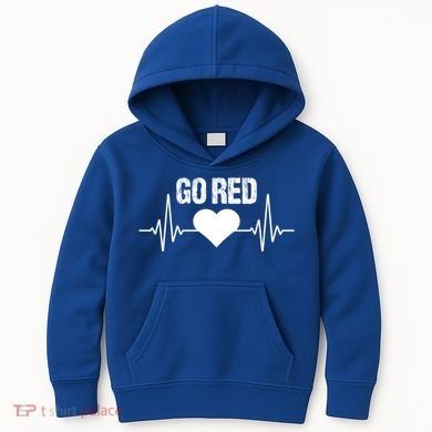 Go Red For Heart Disease Month Awareness Gift Kids Hoodie