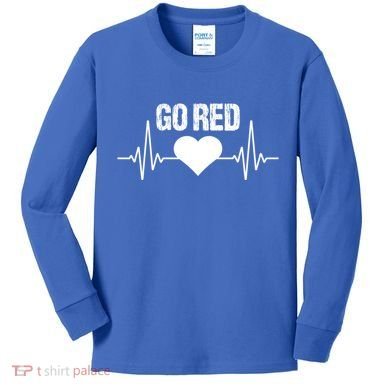 Go Red For Heart Disease Month Awareness Gift Kids Long Sleeve Shirt