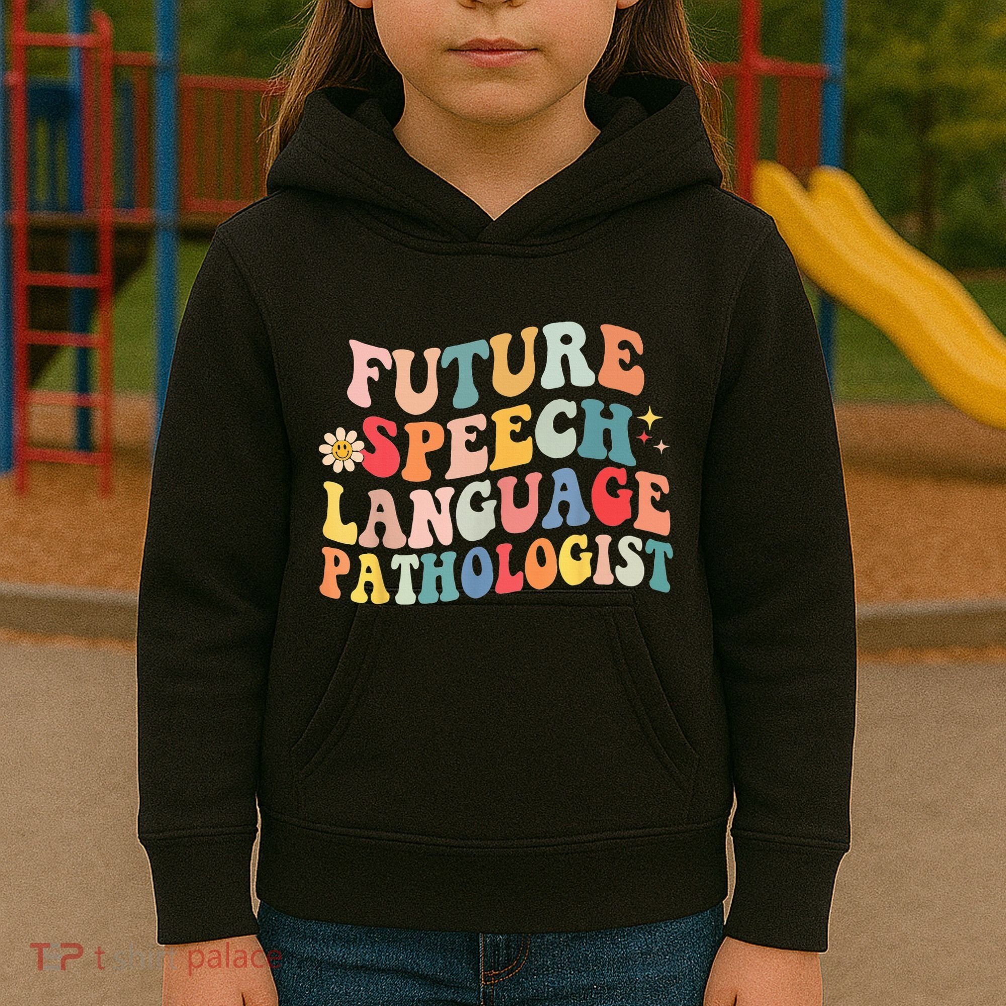 Groovy Retro Future Speech Language Pathologist  Kids Hoodie