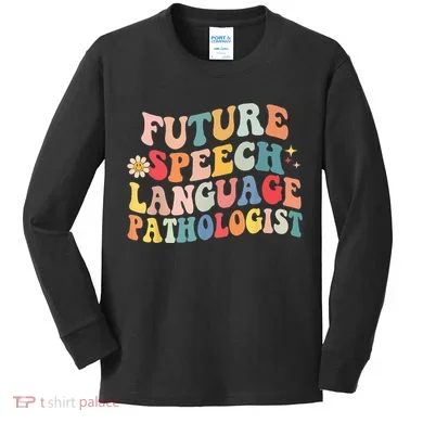 Groovy Retro Future Speech Language Pathologist Kids Long Sleeve Shirt