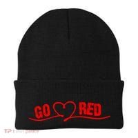 Go Red For Heart Disease Month Awareness Cool Gift Beanie thumb 0