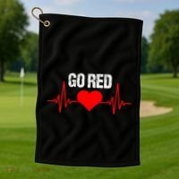 Go Red For Heart Disease Month Awareness Funny Gift Golf Towel thumb 1