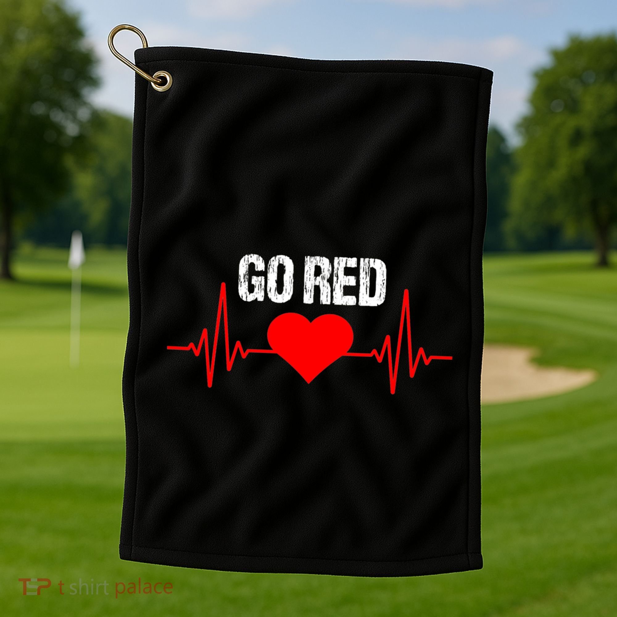 Go Red For Heart Disease Month Awareness Funny Gift Golf Towel