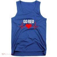 Go Red For Heart Disease Month Awareness Funny Gift Tank Top thumb 0