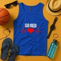 Go Red For Heart Disease Month Awareness Funny Gift Tank Top thumb 4